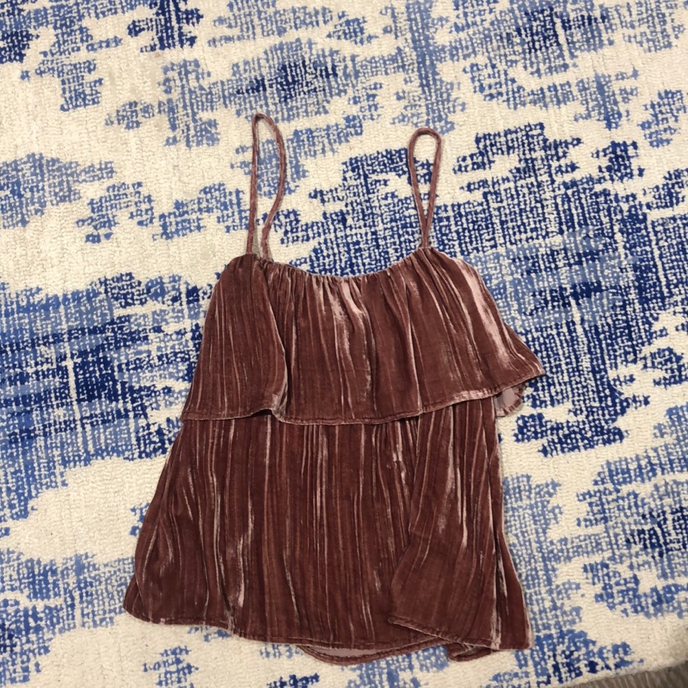 Madewell velvet pink spaghetti strap tank